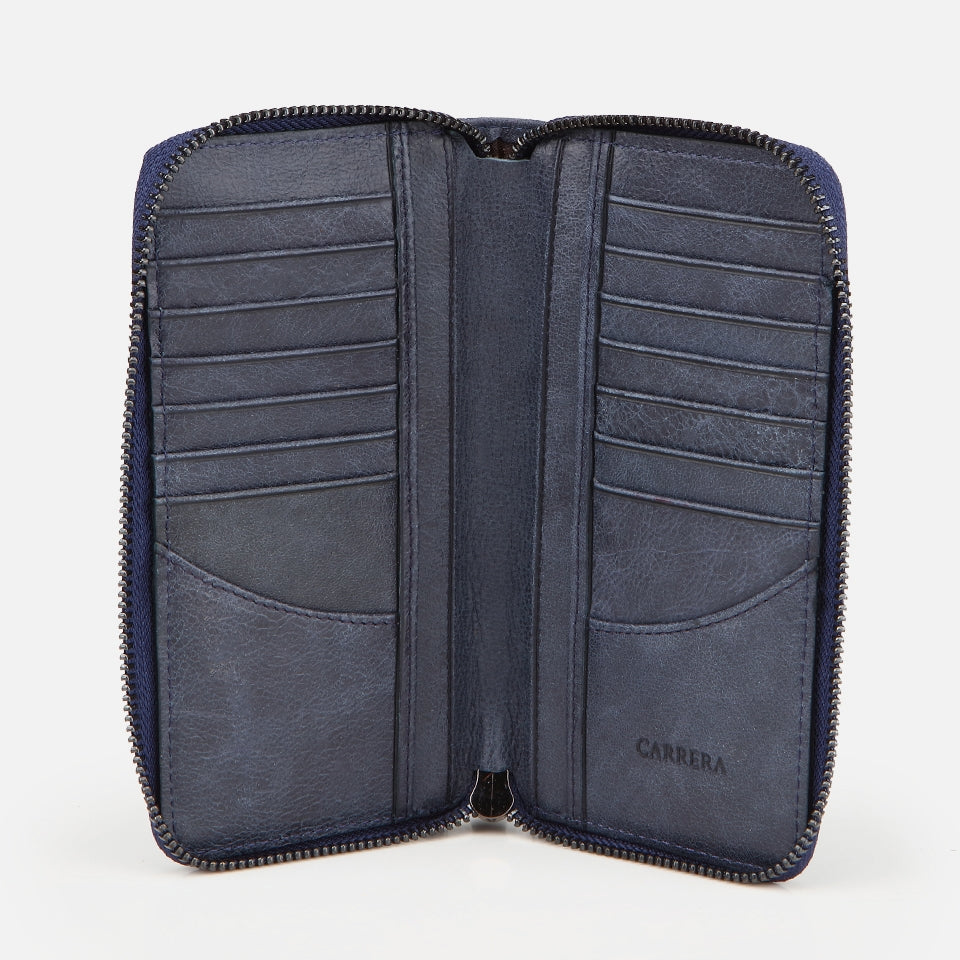 Genuine Leather Navy Blue Women's Wallet