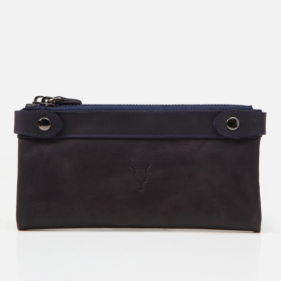 Genuine Leather Navy Blue Men's Wallet