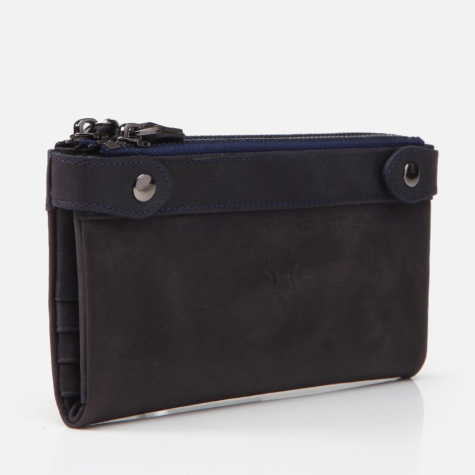 Genuine Leather Navy Blue Men's Wallet