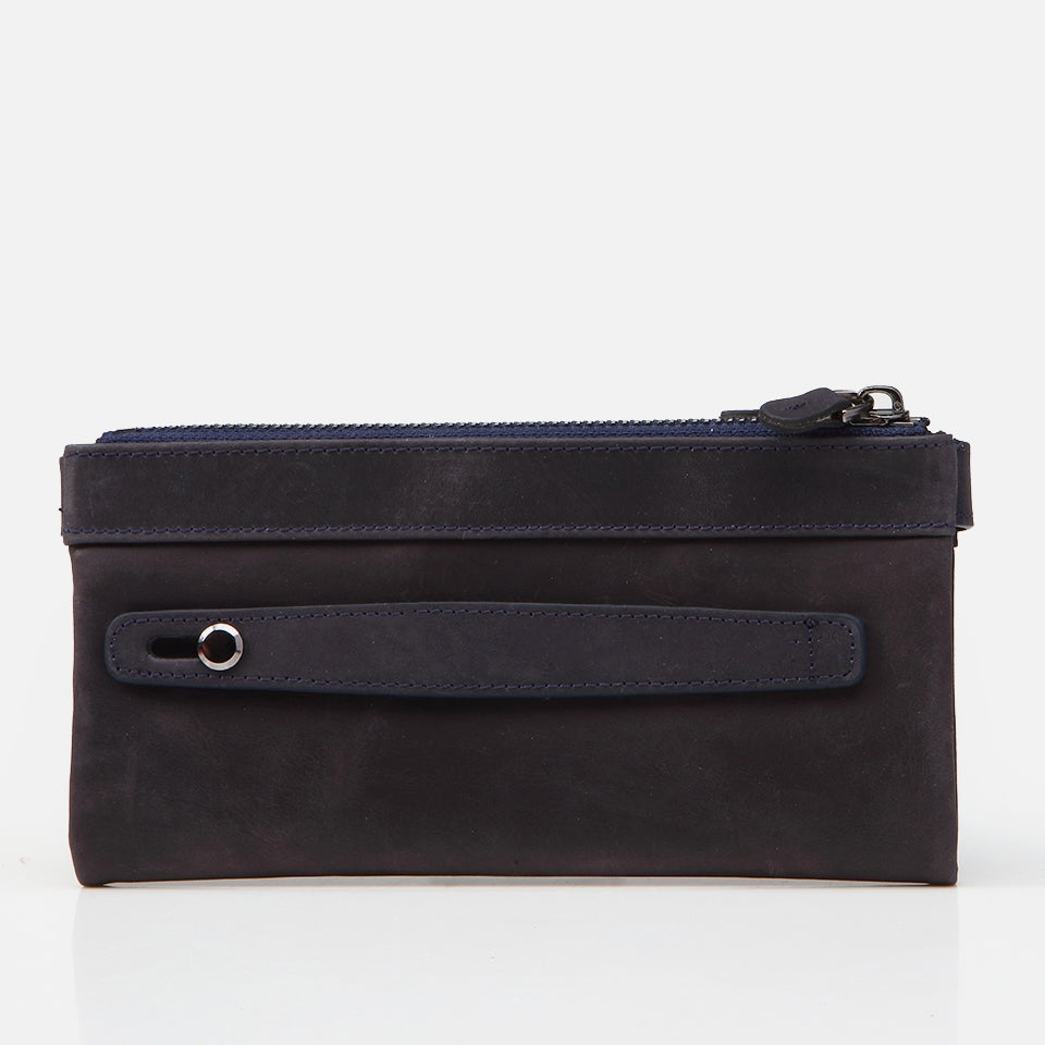 Genuine Leather Navy Blue Men's Wallet