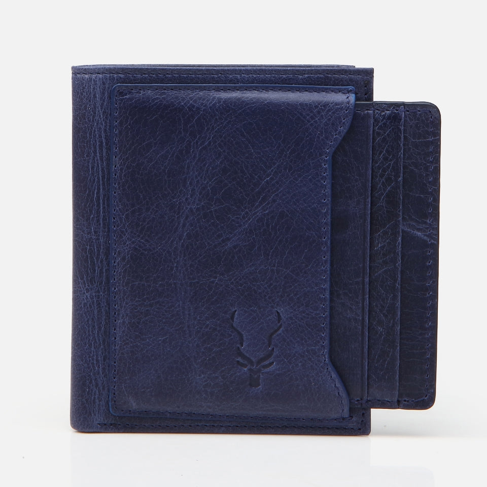 Genuine Leather Navy Blue Men's Wallet