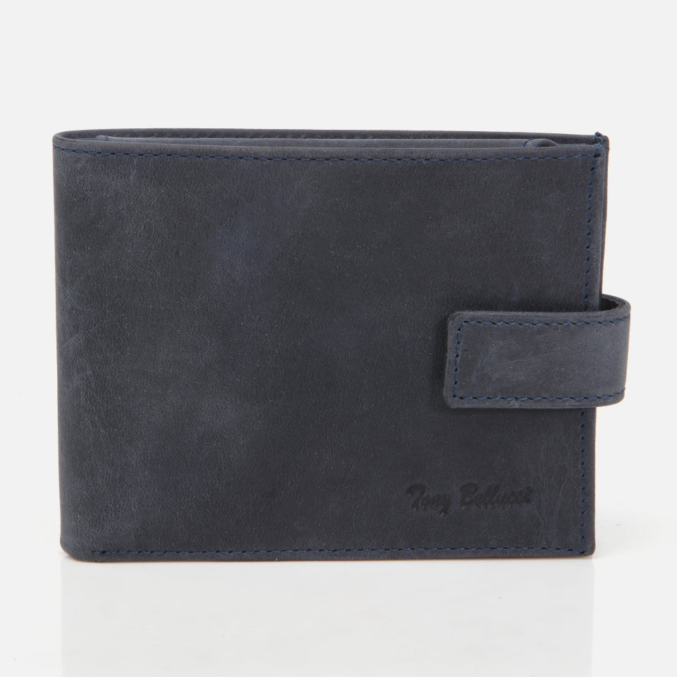 Genuine Leather Navy Blue Men's Wallet