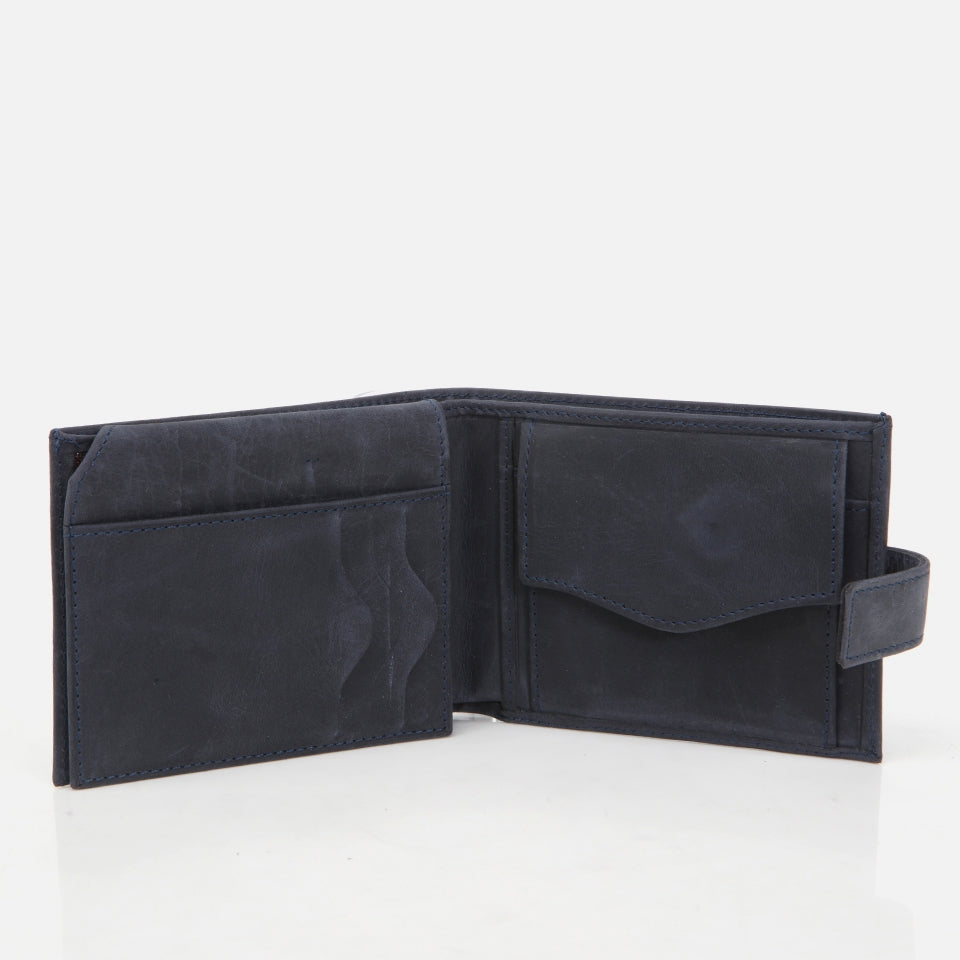 Genuine Leather Navy Blue Men's Wallet