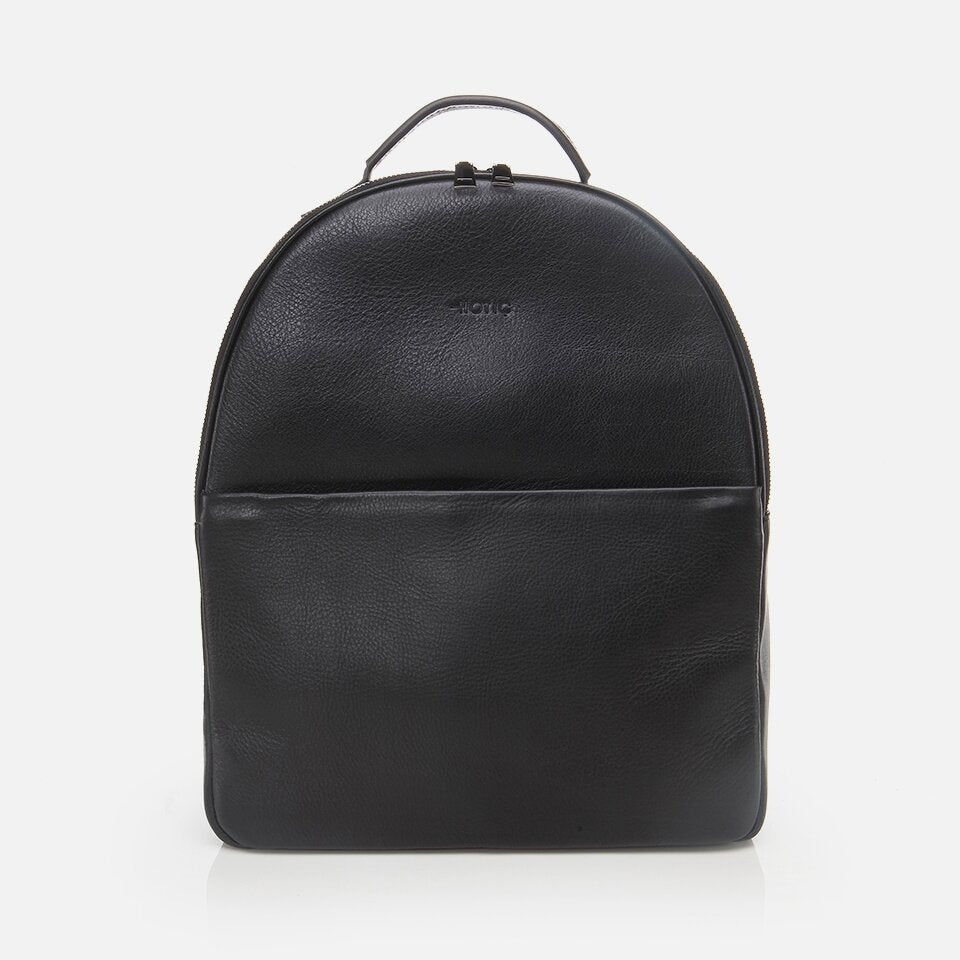 Genuine Leather Black Men's Backpack