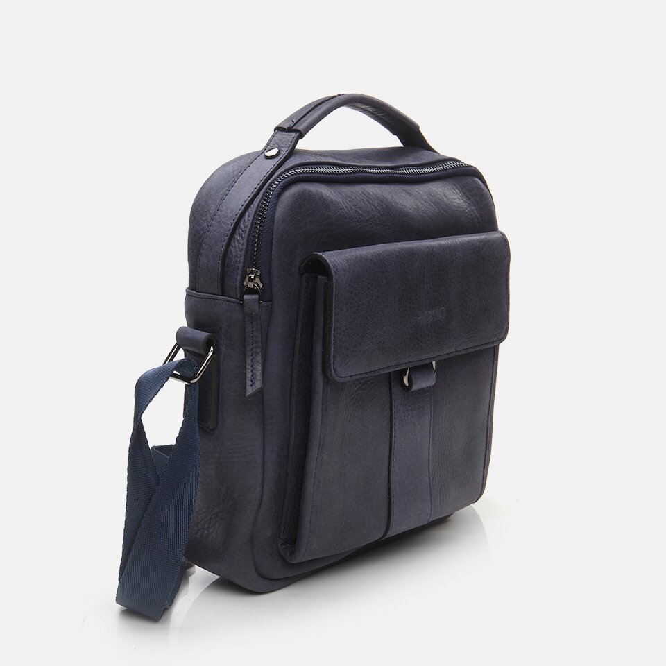 Genuine Leather Navy Blue Men's Bag