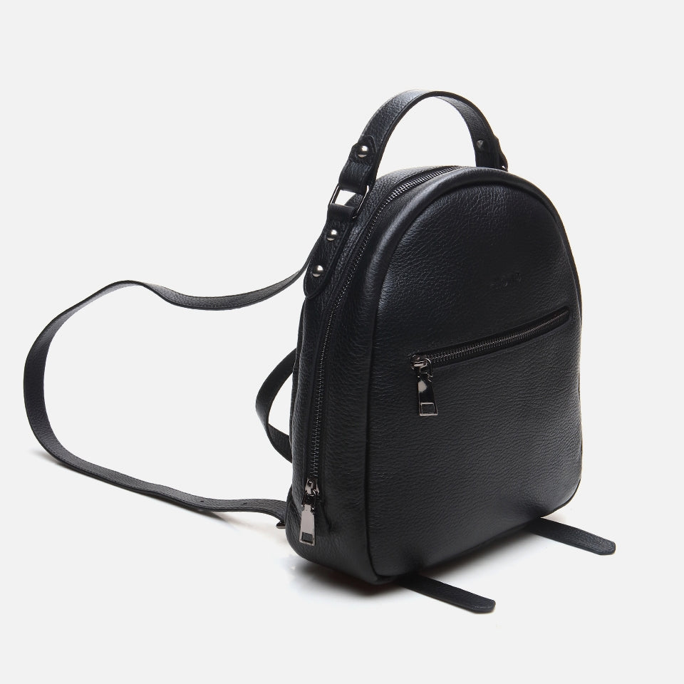 Genuine Leather Black Women's Backpack