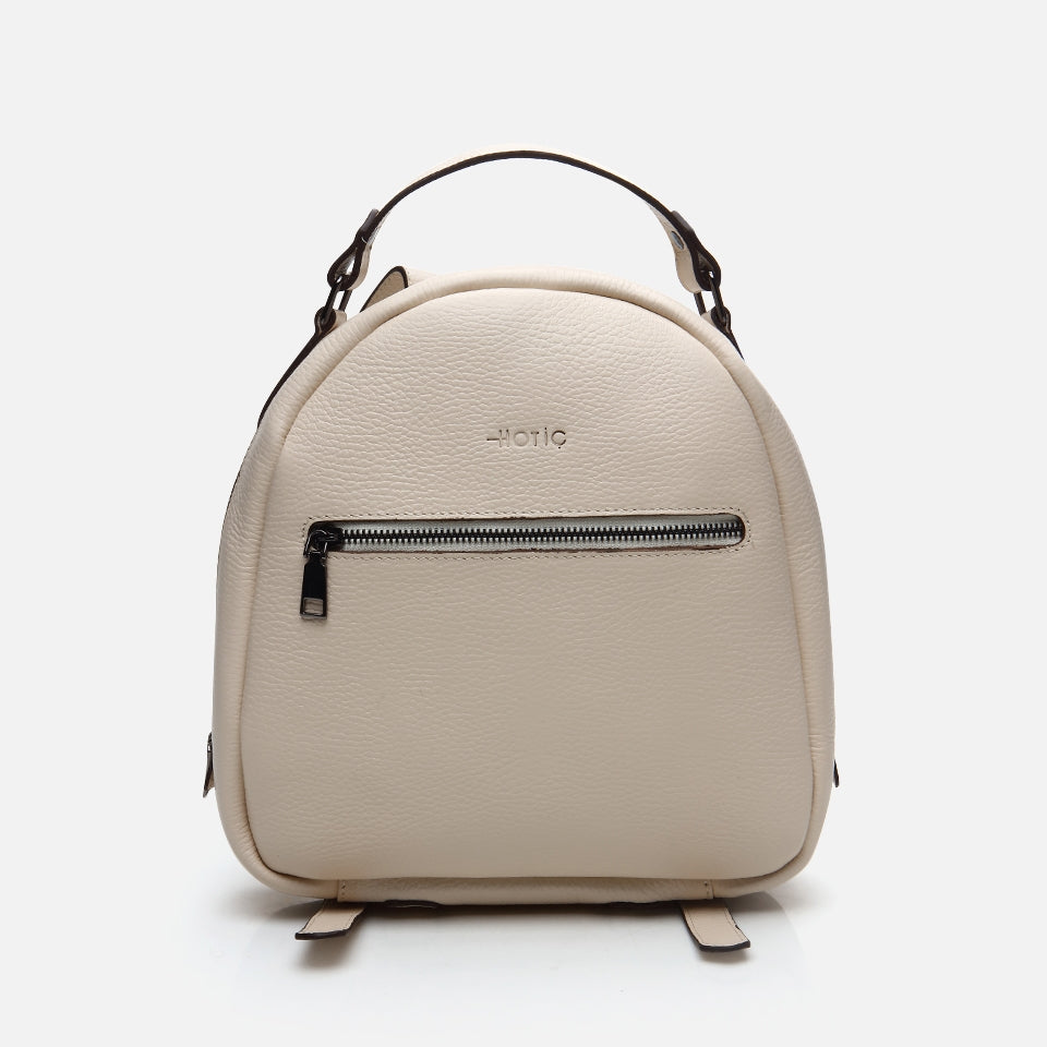 Genuine Leather Beige Women's Backpack