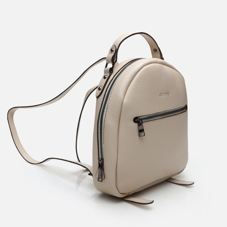 Genuine Leather Beige Women's Backpack