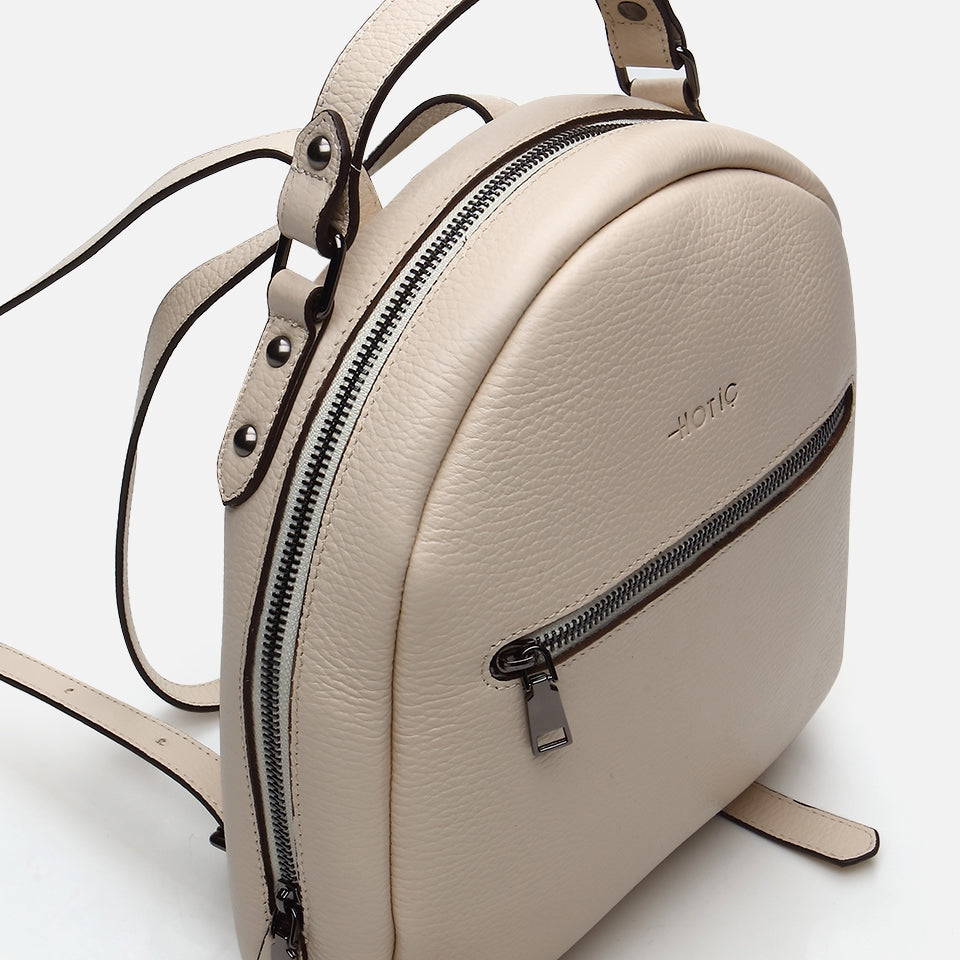 Genuine Leather Beige Women's Backpack