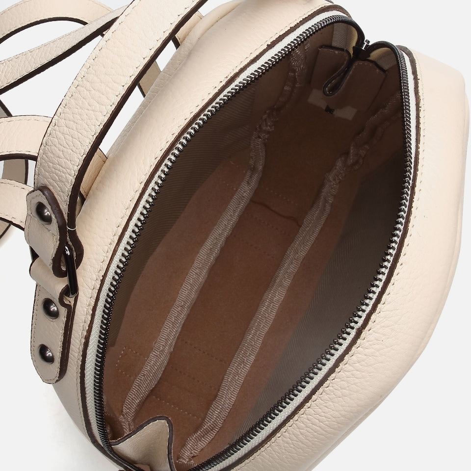 Genuine Leather Beige Women's Backpack