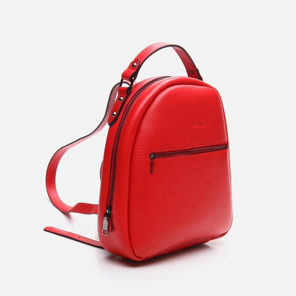 Genuine Leather Red Women's Backpack