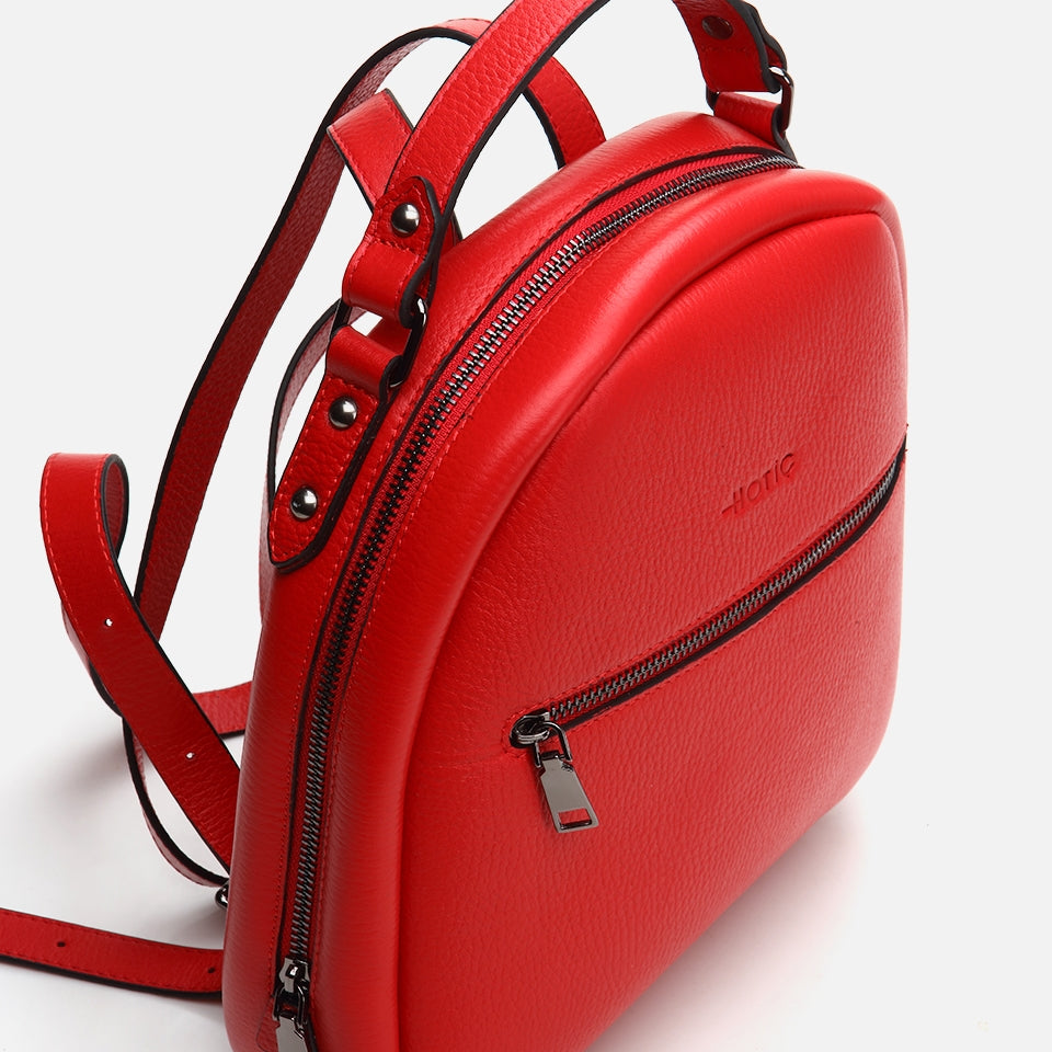 Genuine Leather Red Women's Backpack