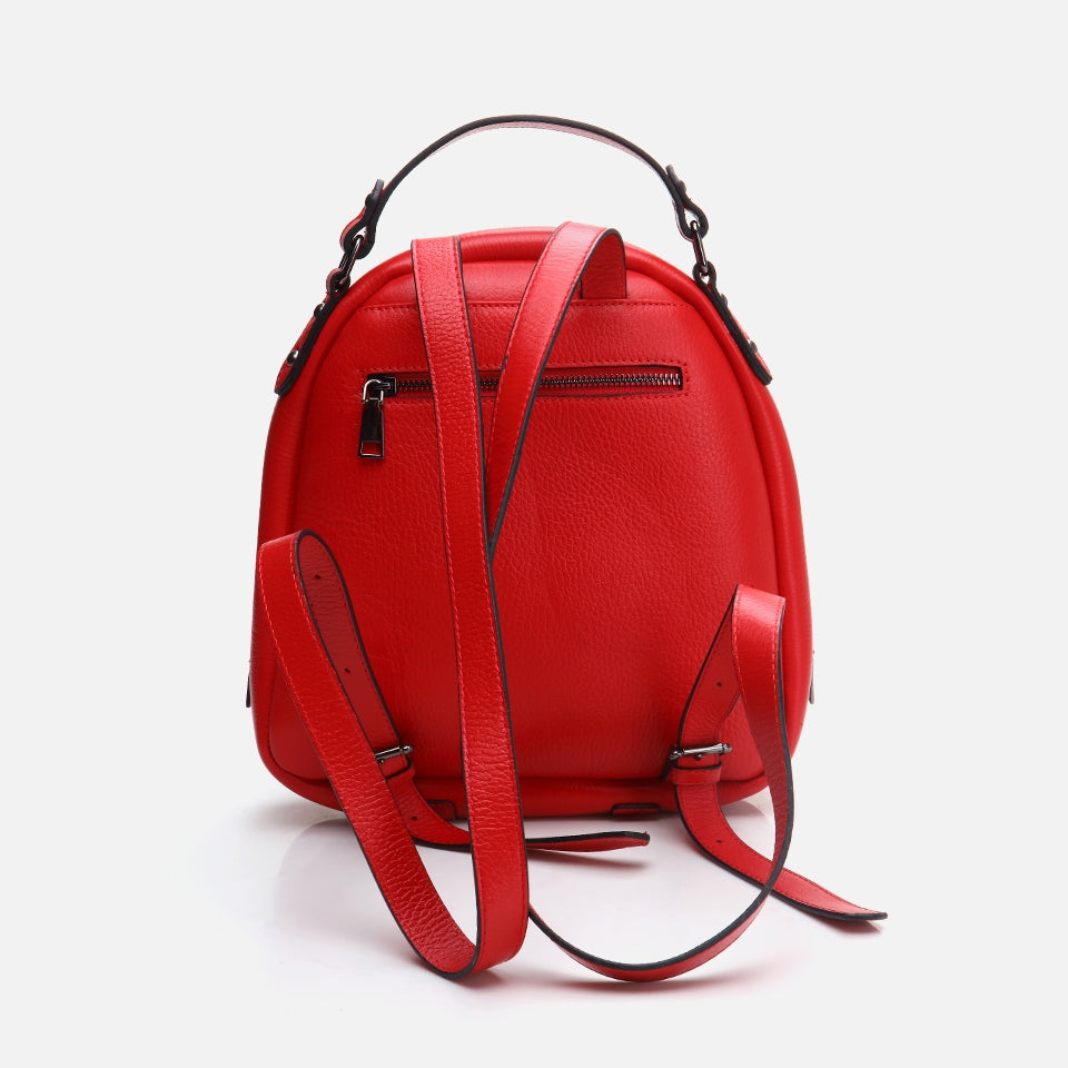 Genuine Leather Red Women's Backpack