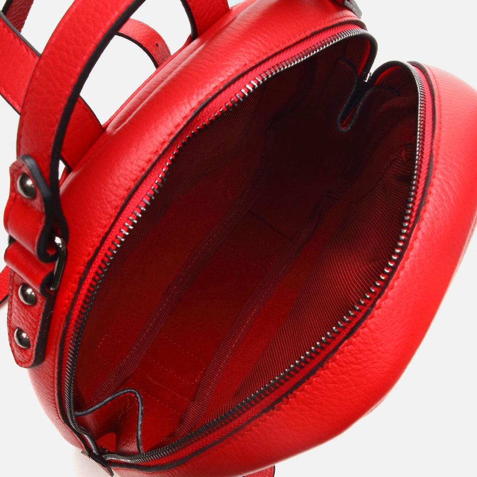 Genuine Leather Red Women's Backpack
