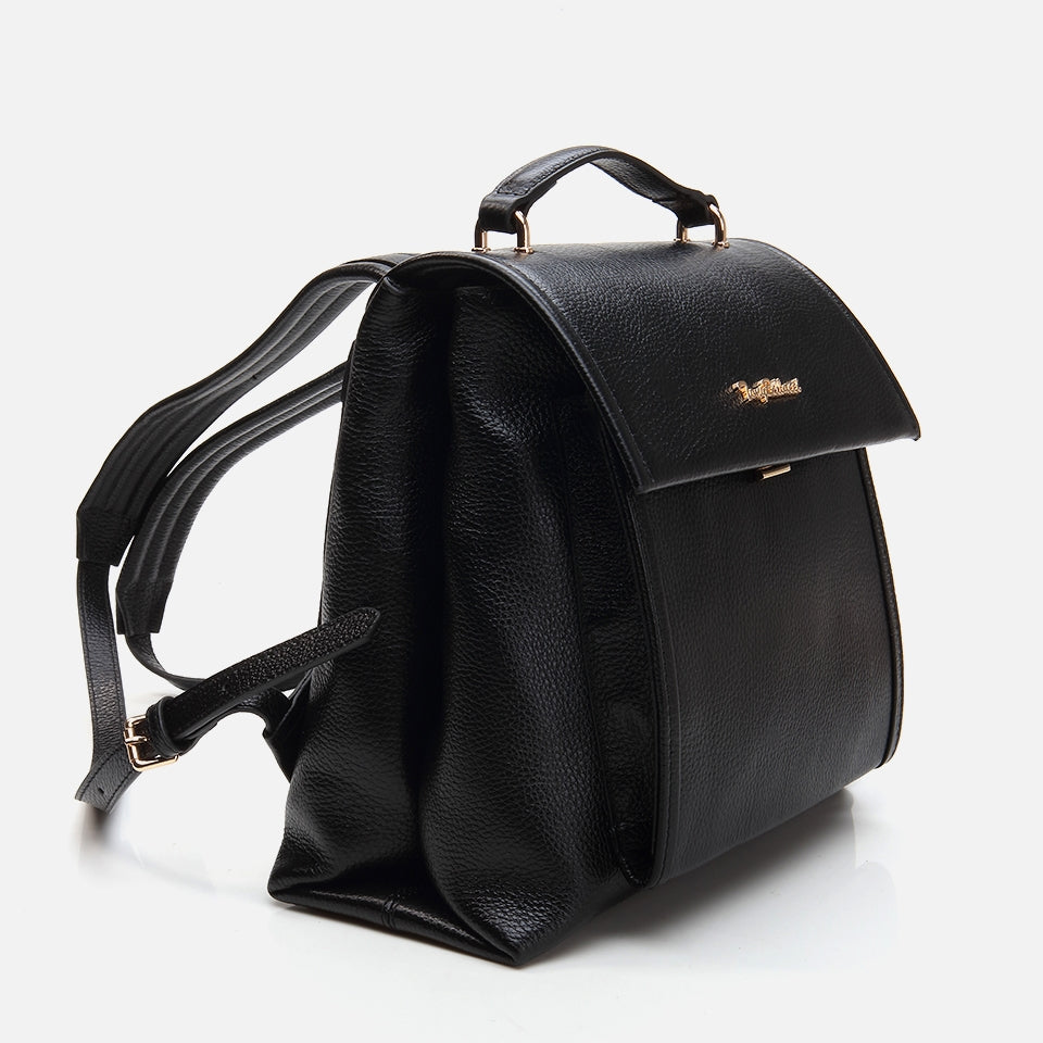 Genuine Leather Black Women's Backpack