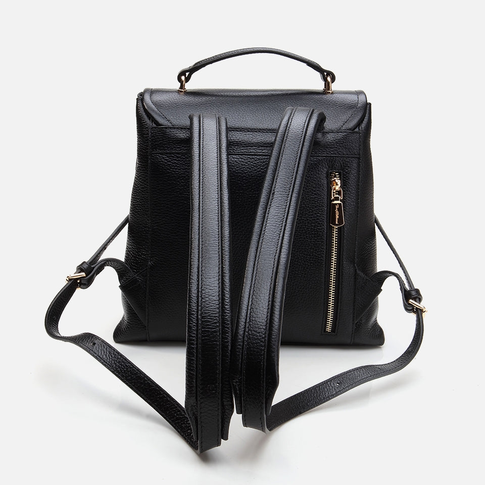 Genuine Leather Black Women's Backpack