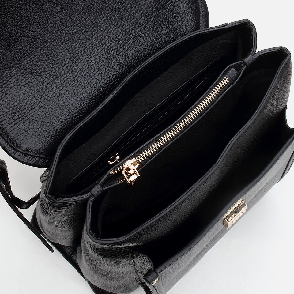 Genuine Leather Black Women's Backpack