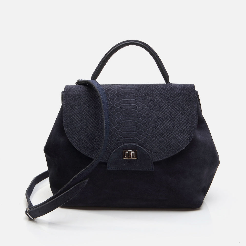 Genuine Leather Navy Blue Women's Bag
