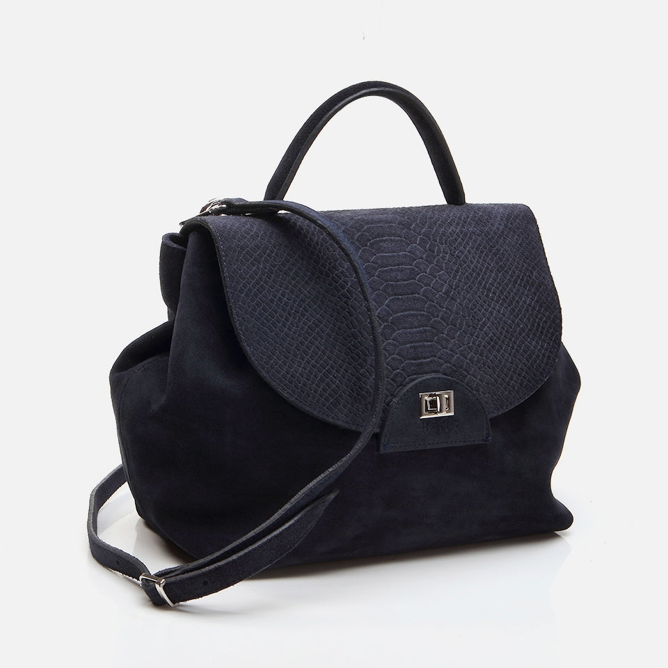 Genuine Leather Navy Blue Women's Bag