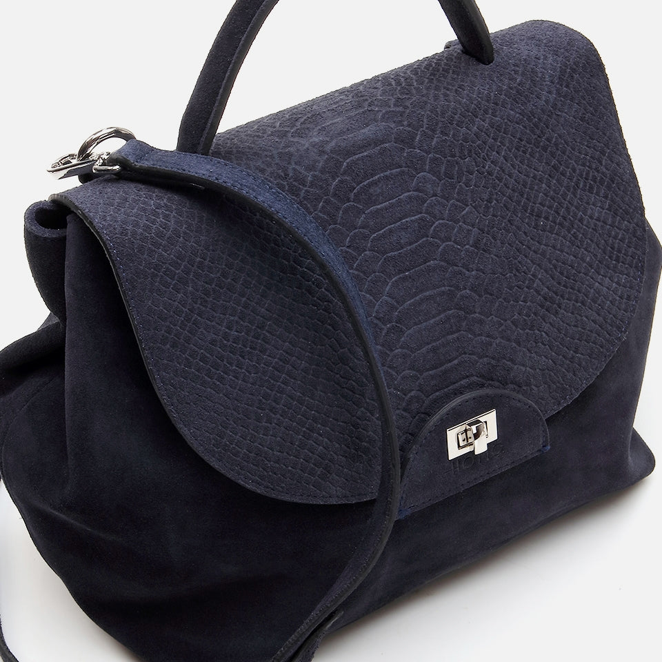 Genuine Leather Navy Blue Women's Bag