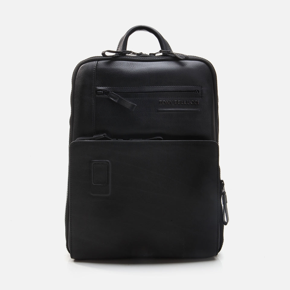 Genuine Leather Black Men's Backpack