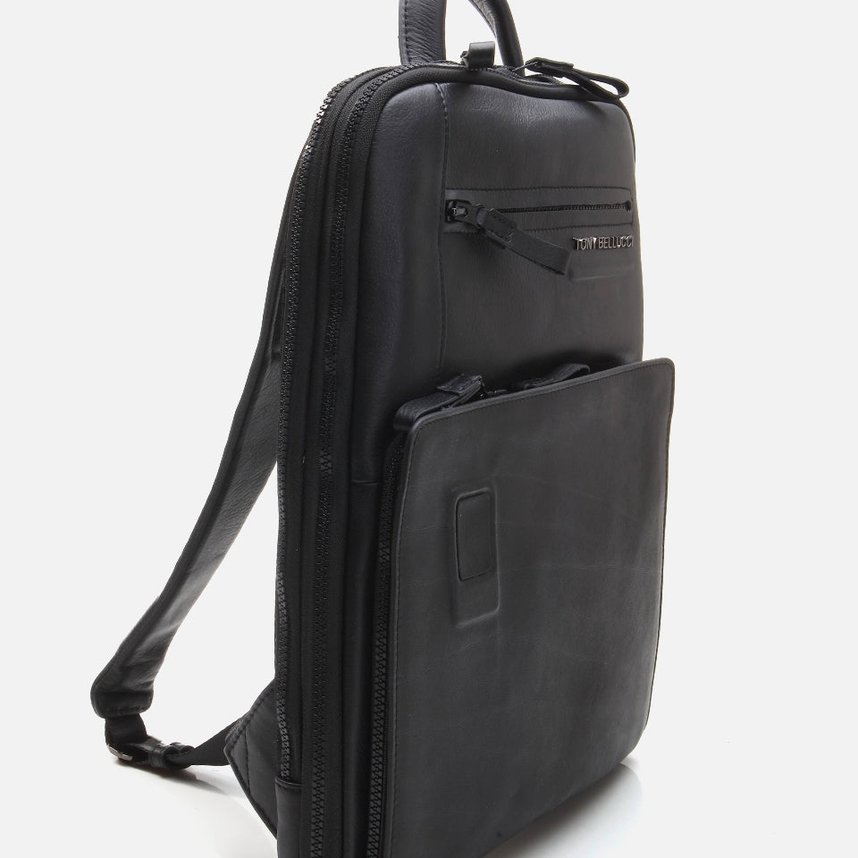 Genuine Leather Black Men's Backpack
