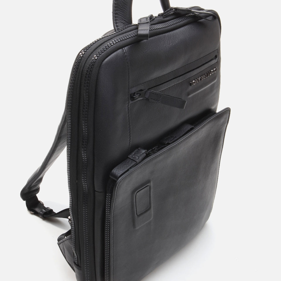 Genuine Leather Black Men's Backpack