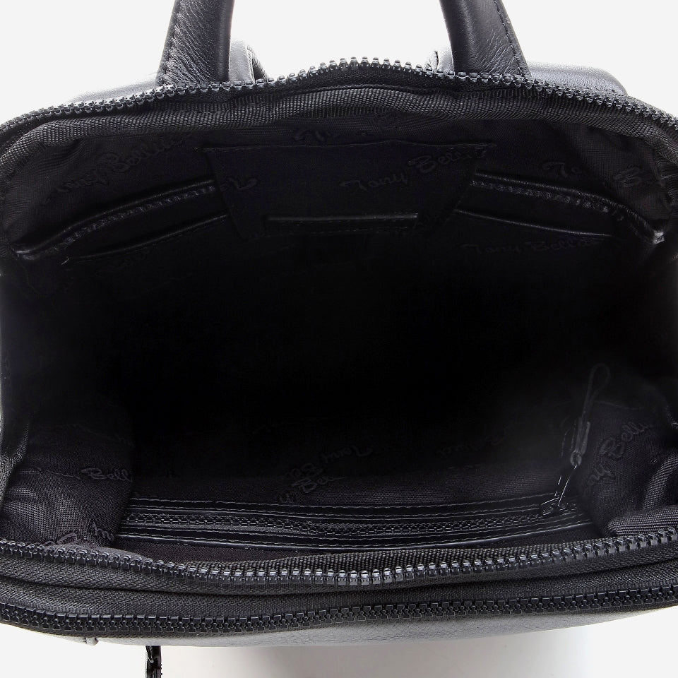 Genuine Leather Black Men's Backpack