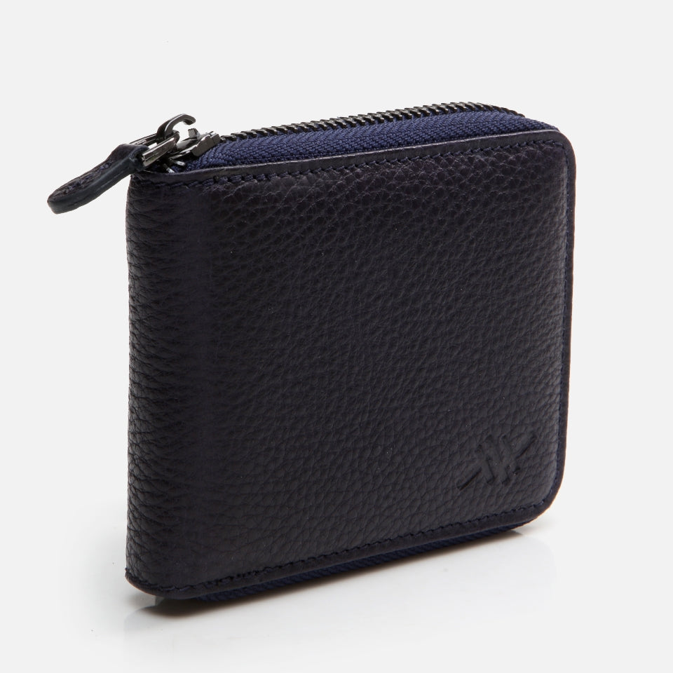 Genuine Leather Navy Blue Men's Wallet