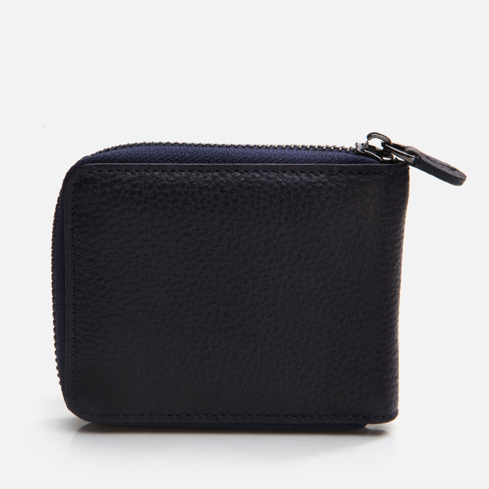 Genuine Leather Navy Blue Men's Wallet