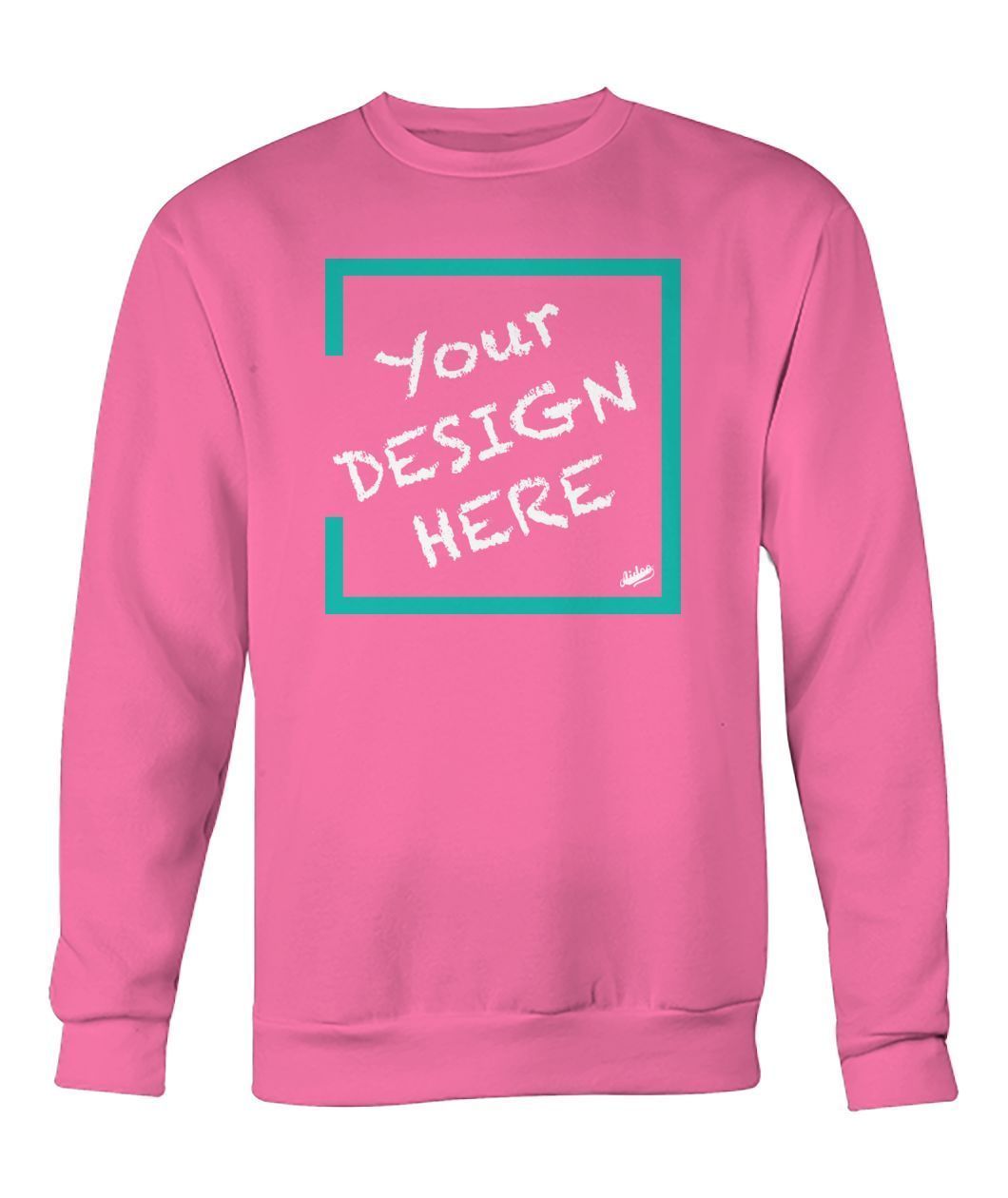 Aidoo Crew Neck Sweatshirt-Long Sleeves-Nike-Adidas-Supreme-Champion-Jordan-Louis Vuitton-shirt personalised-custom hoodie-personalised hoodie-Aidoo-Safety Pink-S-Aidoo : On-Demand Print