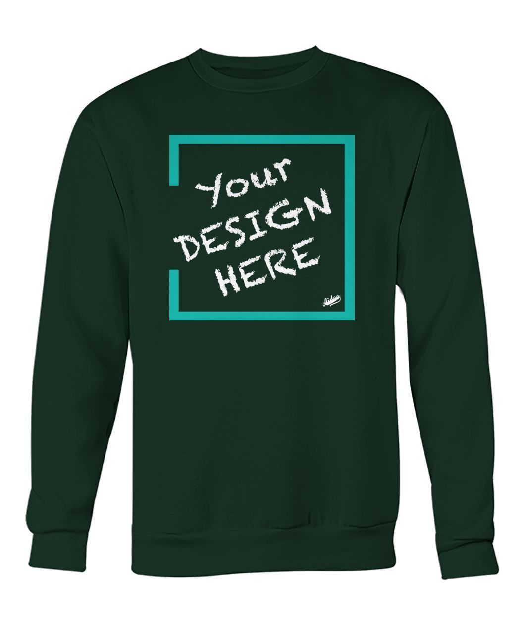 Aidoo Crew Neck Sweatshirt-Long Sleeves-Nike-Adidas-Supreme-Champion-Jordan-Louis Vuitton-shirt personalised-custom hoodie-personalised hoodie-Aidoo-Forest Green-S-Aidoo : On-Demand Print