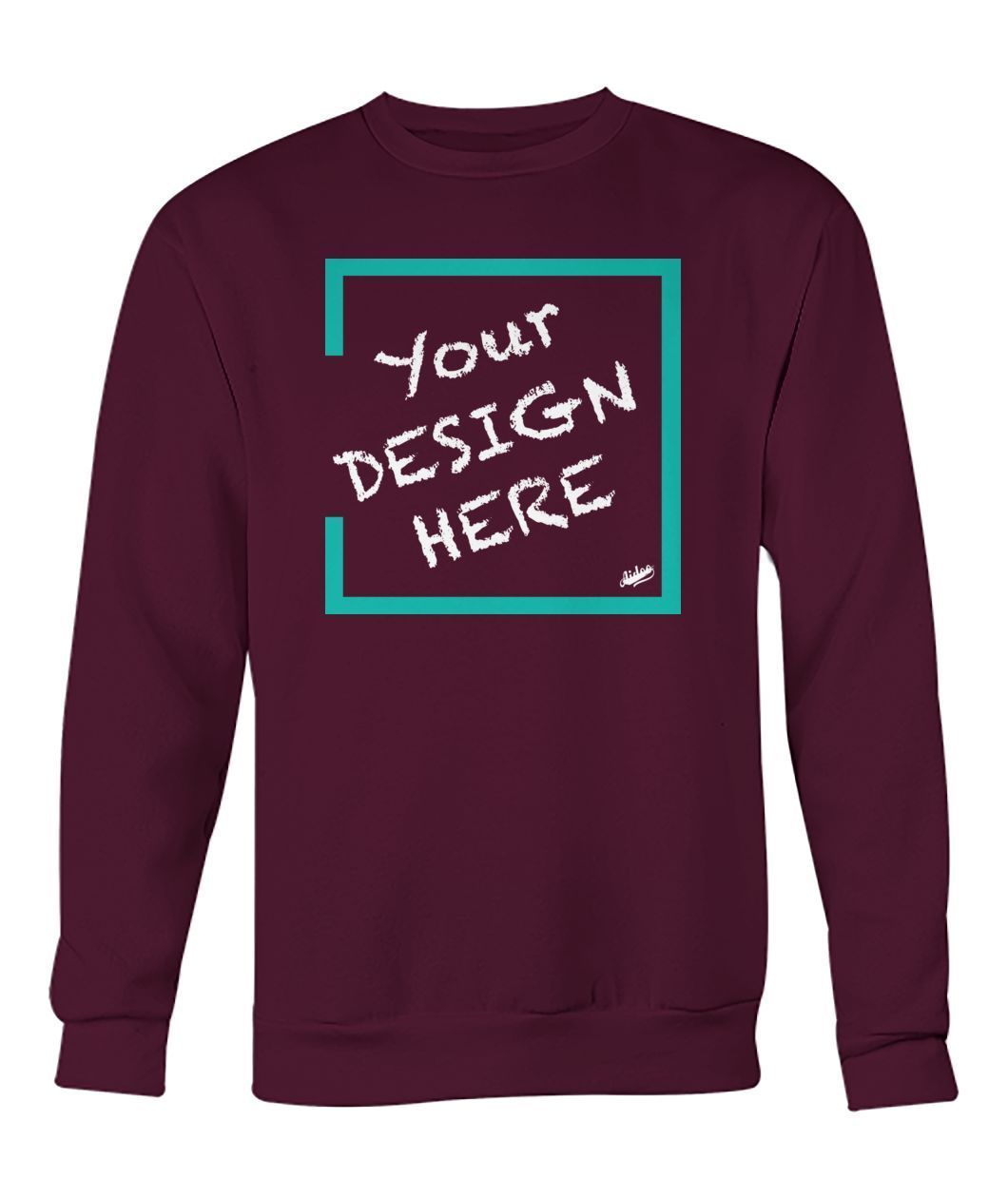 Aidoo Crew Neck Sweatshirt-Long Sleeves-Nike-Adidas-Supreme-Champion-Jordan-Louis Vuitton-shirt personalised-custom hoodie-personalised hoodie-Aidoo-Maroon-S-Aidoo : On-Demand Print