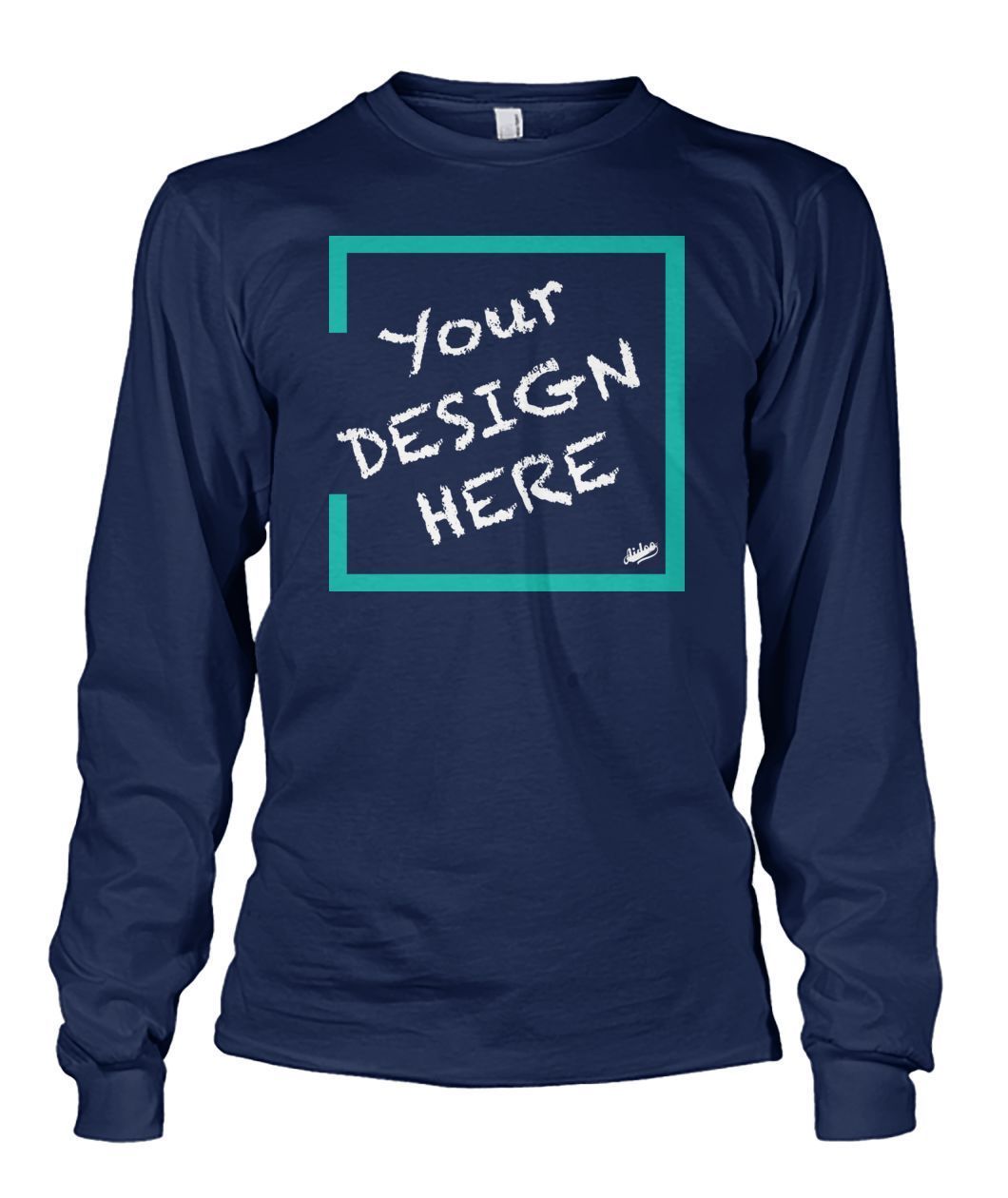 Aidoo Unisex Long Sleeve-Long Sleeves-Nike-Adidas-Supreme-Champion-Jordan-Louis Vuitton-shirt personalised-custom hoodie-personalised hoodie-Aidoo-Navy-S-Aidoo : On-Demand Print