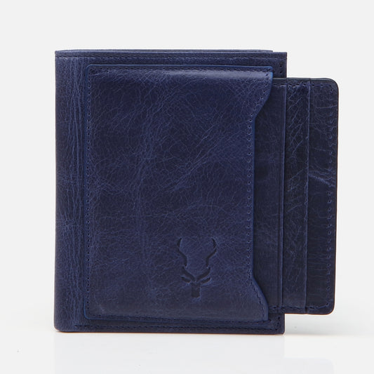 Genuine Leather Navy Blue Men's Wallet