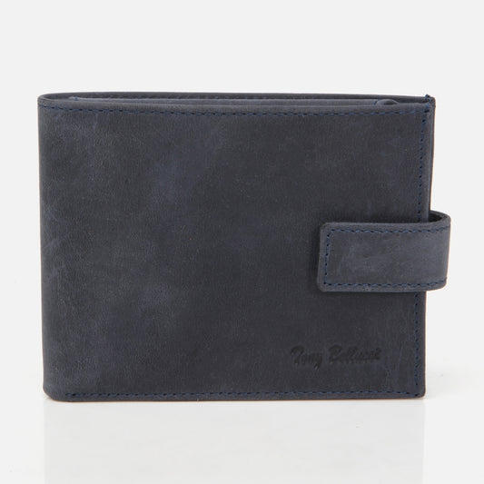 Genuine Leather Navy Blue Men's Wallet