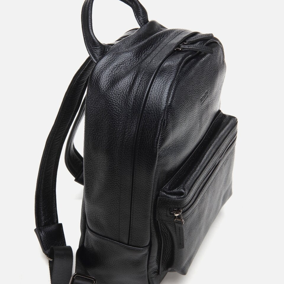Genuine Leather Black Men's Backpack