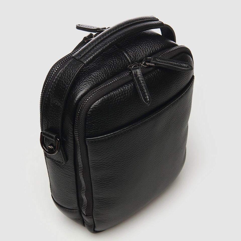 Genuine Leather Black Men's Backpack