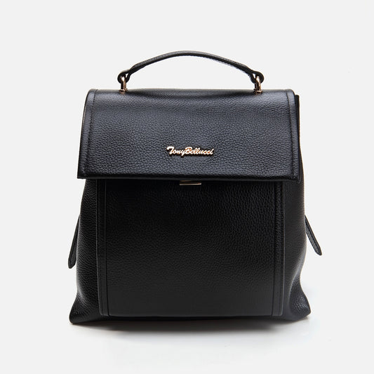 Genuine Leather Black Women's Backpack