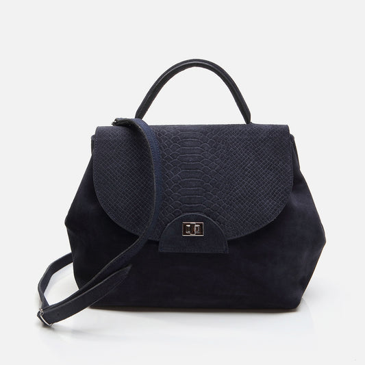 Genuine Leather Navy Blue Women's Bag