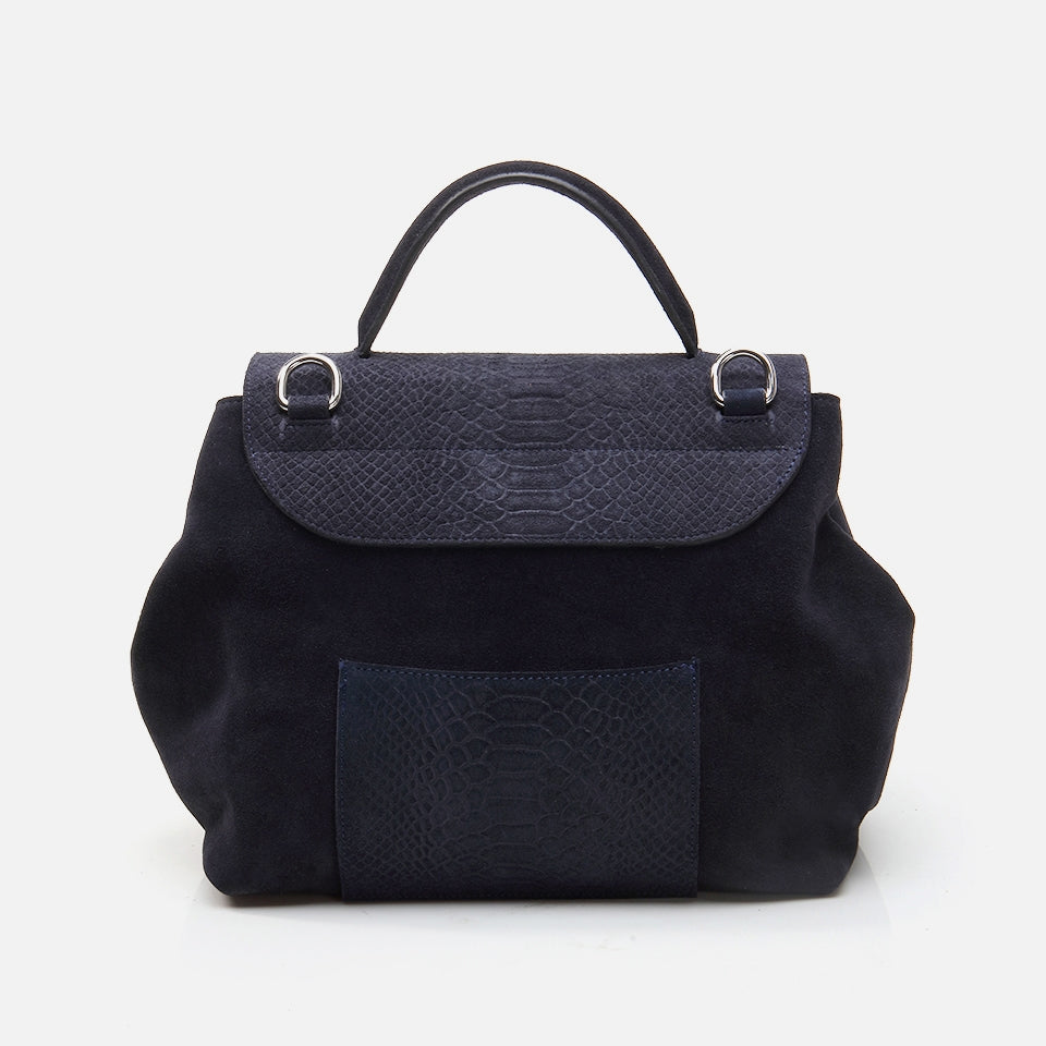 Genuine Leather Navy Blue Women's Bag