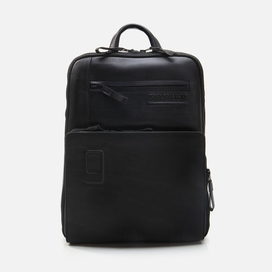 Genuine Leather Black Men's Backpack
