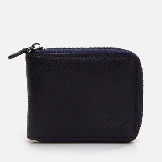 Genuine Leather Navy Blue Men's Wallet