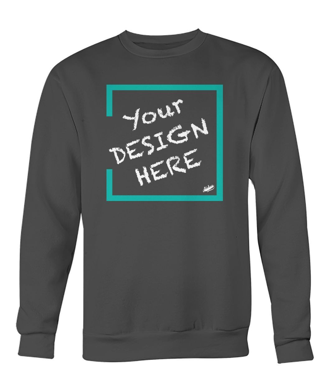 Aidoo Crew Neck Sweatshirt-Long Sleeves-Nike-Adidas-Supreme-Champion-Jordan-Louis Vuitton-shirt personalised-custom hoodie-personalised hoodie-Aidoo-Charcoal-S-Aidoo : On-Demand Print