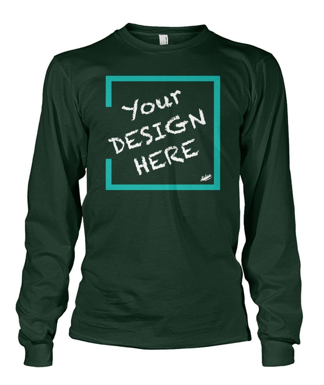 Aidoo Unisex Long Sleeve-Long Sleeves-Nike-Adidas-Supreme-Champion-Jordan-Louis Vuitton-shirt personalised-custom hoodie-personalised hoodie-Aidoo-Forest Green-S-Aidoo : On-Demand Print