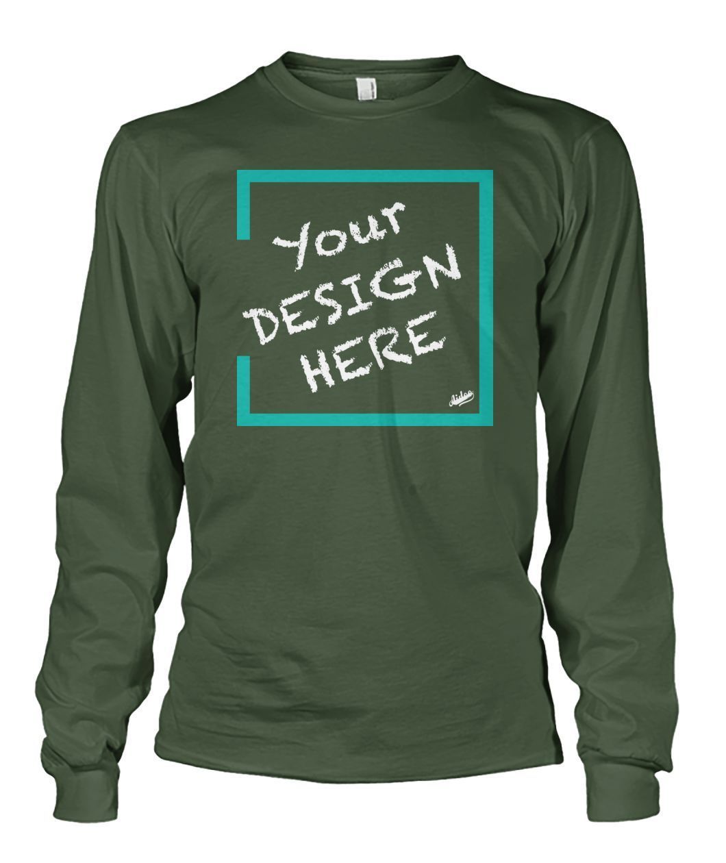 Aidoo Unisex Long Sleeve-Long Sleeves-Nike-Adidas-Supreme-Champion-Jordan-Louis Vuitton-shirt personalised-custom hoodie-personalised hoodie-Aidoo-Military Green-S-Aidoo : On-Demand Print